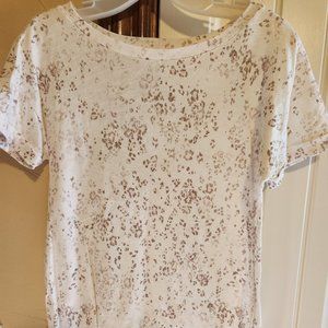 White Short Sleeved T with Gold